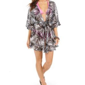NWT Dotti Women’s Small Black & White Palm Print Swim Cover NEW WITH TAGS